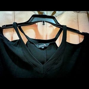 Black V-Neck, Open Shoulder Dress, XL, Women’s